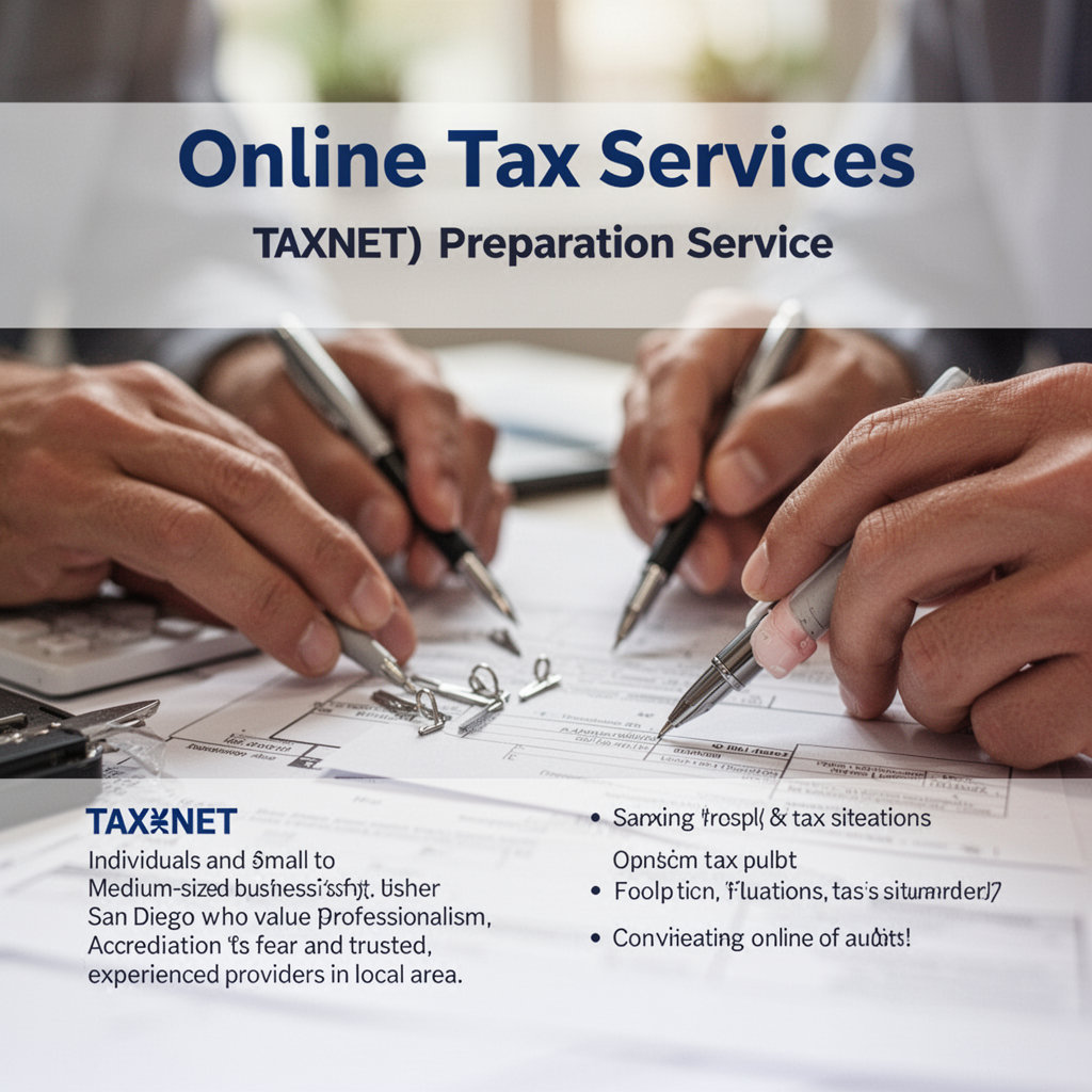 TAXNET online tax filing platform showcasing secure, customized digital tax services in San Diego